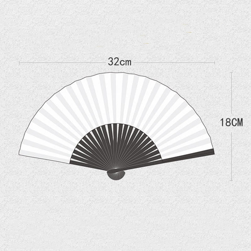 Buddha Stones Plum Blossom Crane Silk Handheld Bamboo Folding Fan - image 9