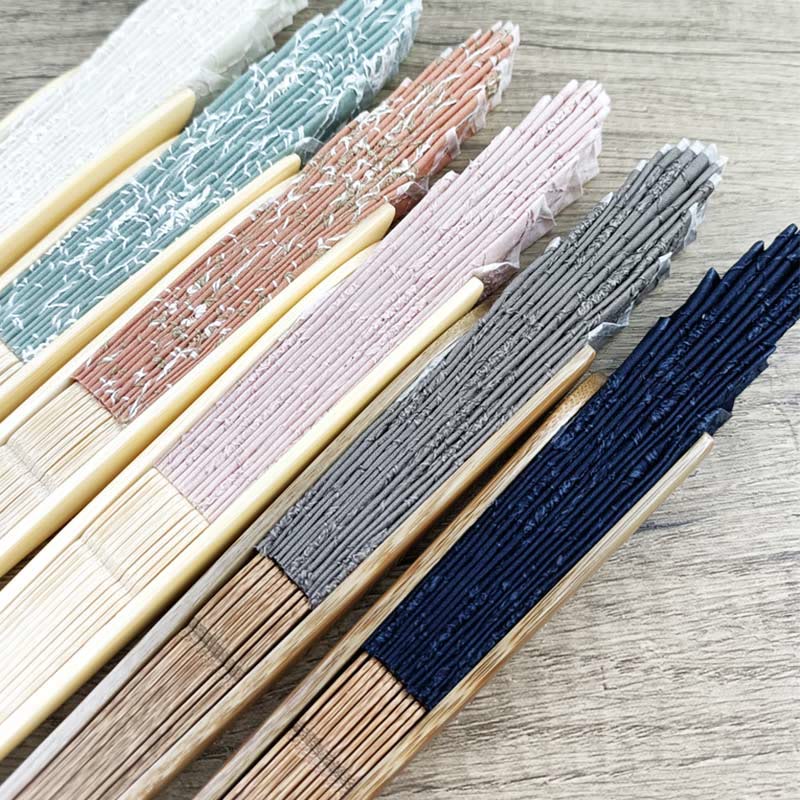 Buddha Stones Retro Large Flower Embroidery Shell Shape Tassels Handheld Bamboo Folding Fan - image 1