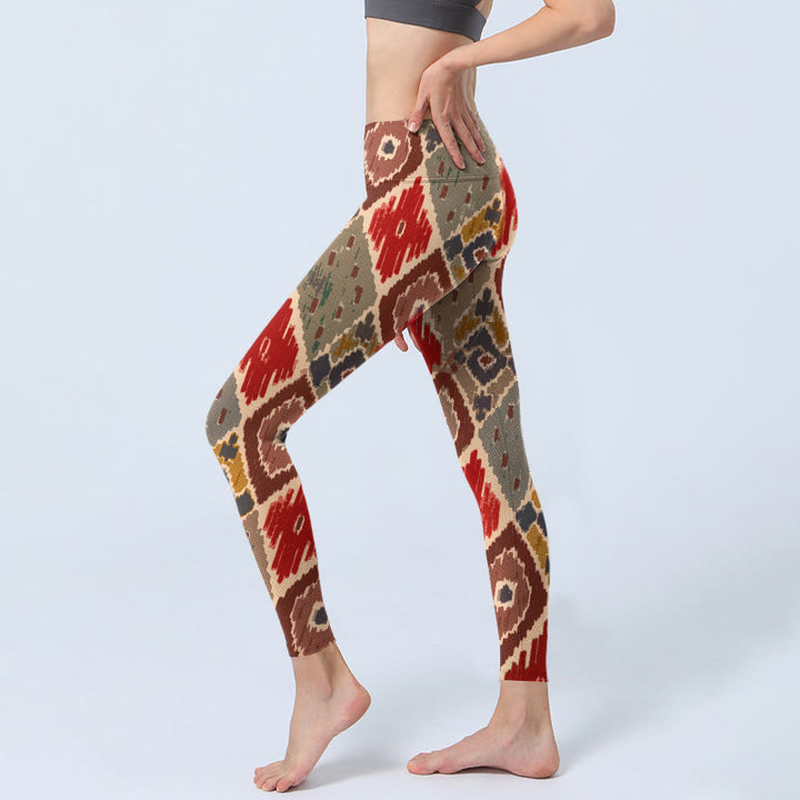 Buddha Stones Plaid Printed Gym Leggings Women's Yoga Pants - image 2