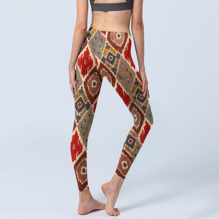 Buddha Stones Plaid Printed Gym Leggings Women's Yoga Pants - image 4