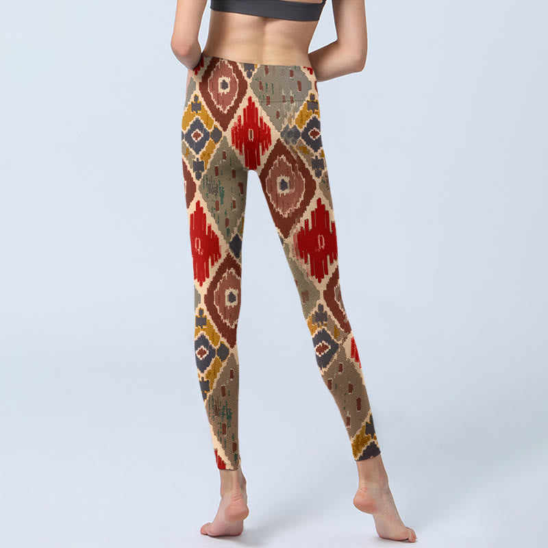 Buddha Stones Plaid Printed Gym Leggings Women's Yoga Pants - image 6