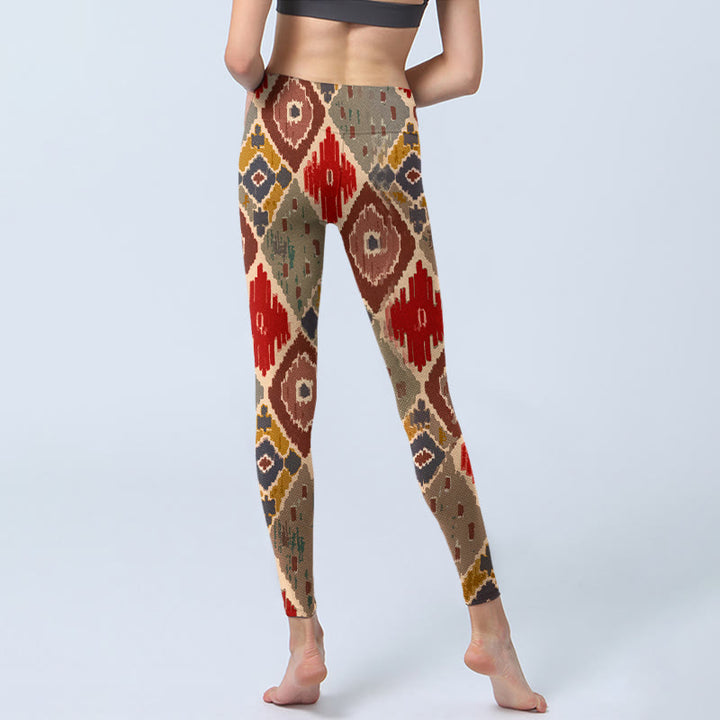 Buddha Stones Plaid Printed Gym Leggings Women's Yoga Pants - image 6