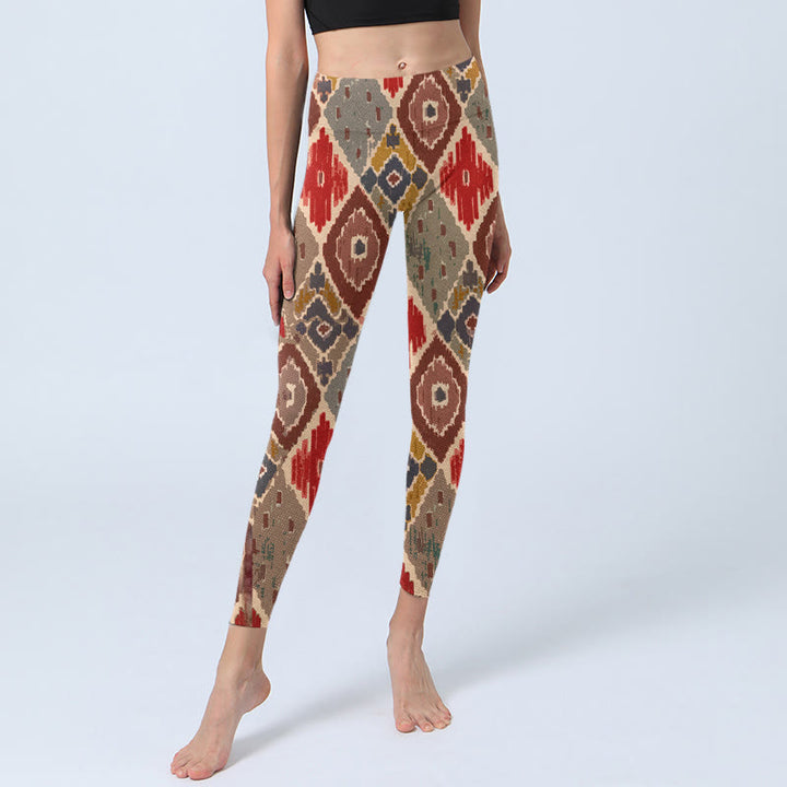 Buddha Stones Plaid Printed Gym Leggings Women's Yoga Pants - image 5