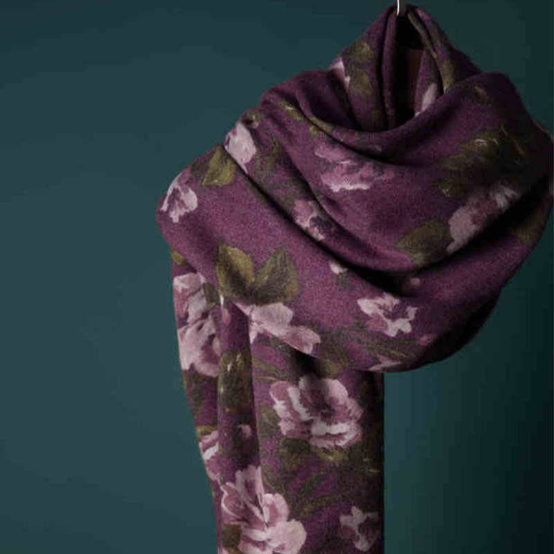 Buddha Stones Tibetan Shawl Garden Rose Fall Winter Cozy Travel Scarf Wrap - MediumVioletRed 190*65cm - image 0