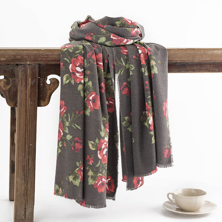 Buddha Stones Tibetan Rose Flower Garden Shawl Fall Winter Cozy Scarf Wrap  - image 4