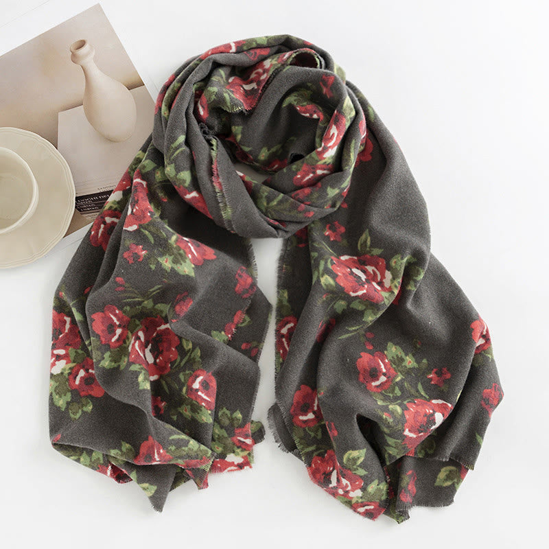 Buddha Stones Tibetan Rose Flower Garden Shawl Fall Winter Cozy Scarf Wrap  - image 3