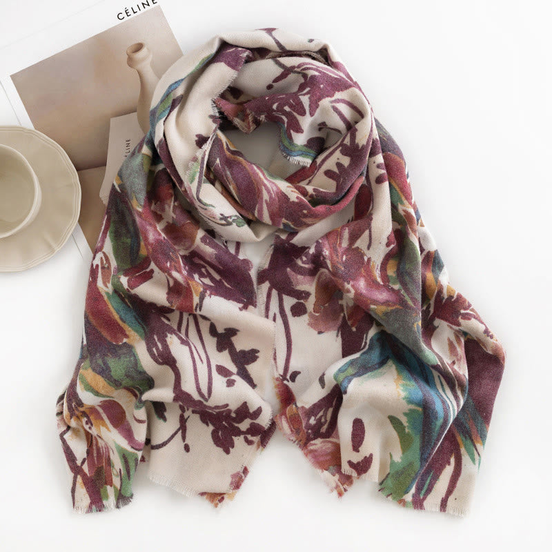 Buddha Stones Tibetan Sweet Colorful Flower Print Shawl Fall Winter Soft Scarf Wrap - image 2