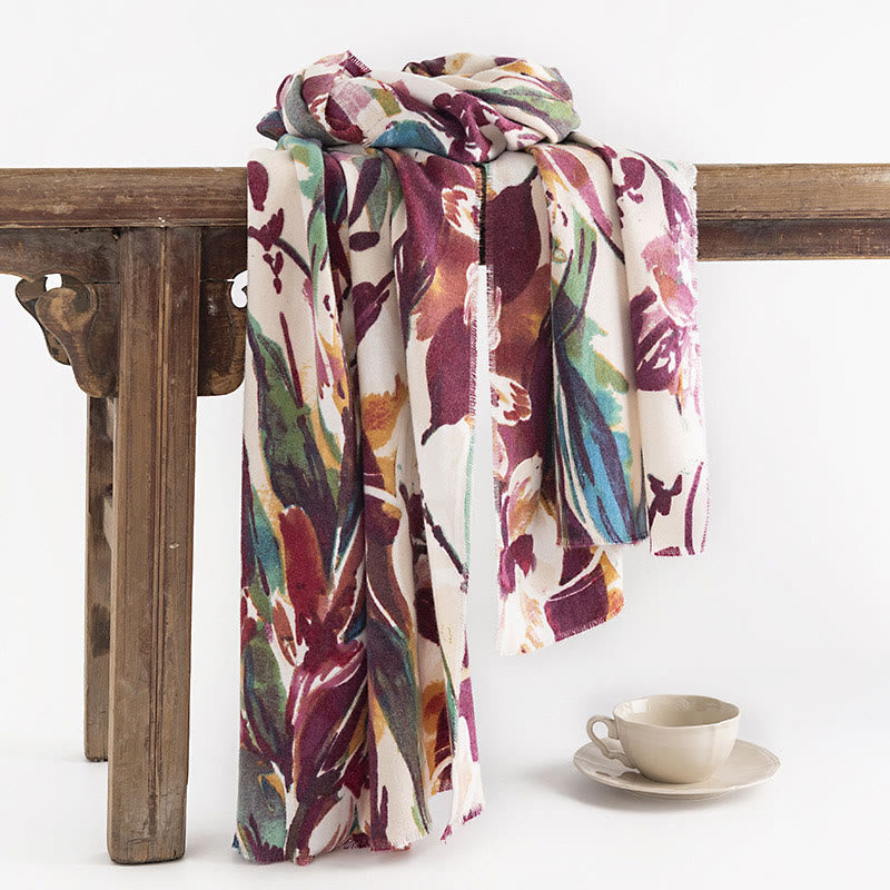 Buddha Stones Tibetan Sweet Colorful Flower Print Shawl Fall Winter Soft Scarf Wrap - image 3
