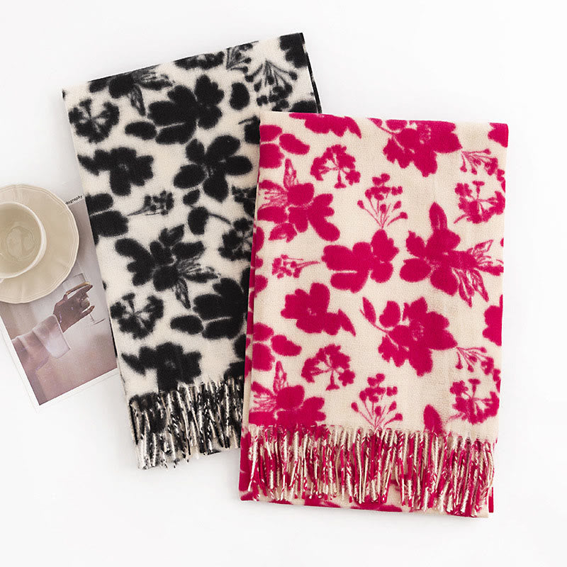 Buddha Stones Tibetan Rose Flower Branches Print Tassels Shawl Fall Winter Soft Warm Scarf Wrap - image 1