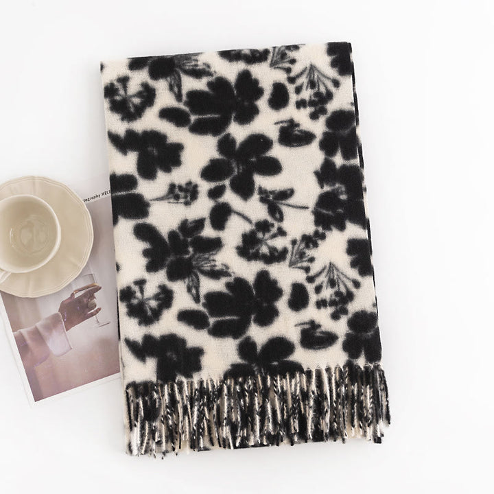 Buddha Stones Tibetan Rose Flower Branches Print Tassels Shawl Fall Winter Soft Warm Scarf Wrap - image 2