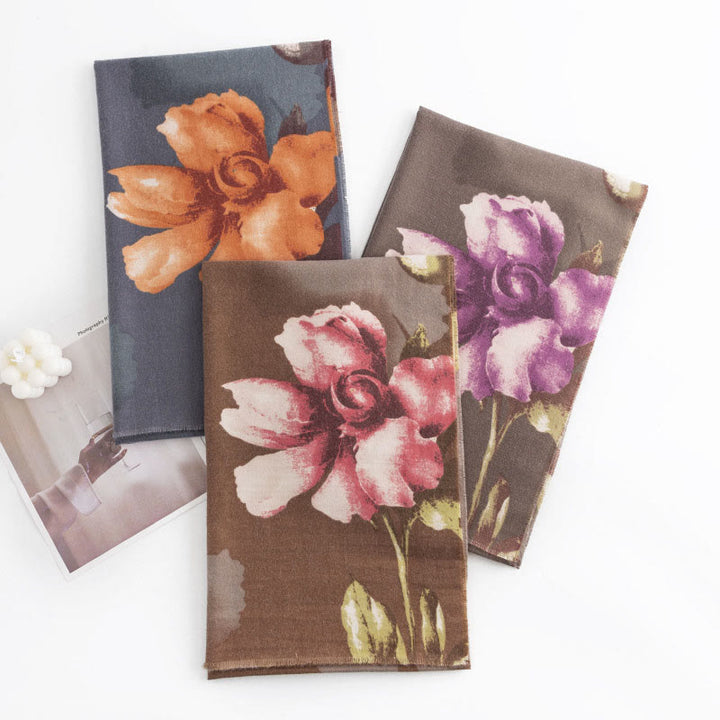Buddha Stones Tibetan Shawl Artistic Style Hibiscus Syriacus Print Fall Winter Cozy Warm Scarf Wrap - image 18