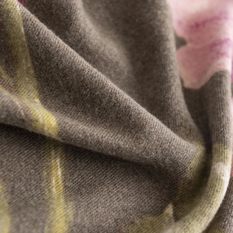 Buddha Stones Tibetan Shawl Artistic Style Hibiscus Syriacus Print Fall Winter Cozy Warm Scarf Wrap - image 13