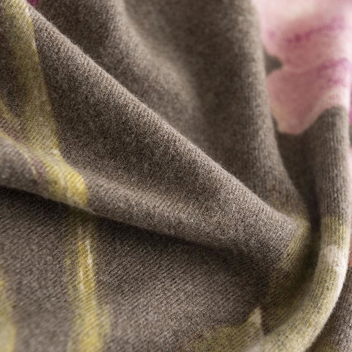 Buddha Stones Tibetan Shawl Artistic Style Hibiscus Syriacus Print Fall Winter Cozy Warm Scarf Wrap - image 13