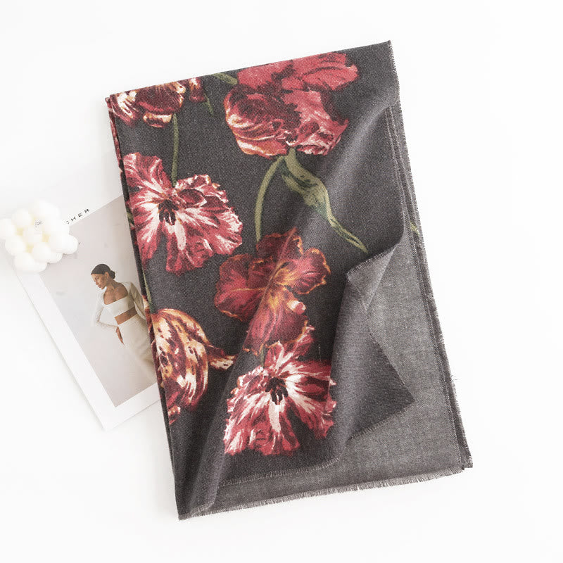 Buddha Stones Tibetan Shawl Elegant Flower Print Fall Winter Soft Warm Scarf Wrap - image 2