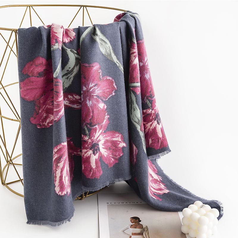 Buddha Stones Tibetan Shawl Elegant Flower Print Fall Winter Soft Warm Scarf Wrap - image 5