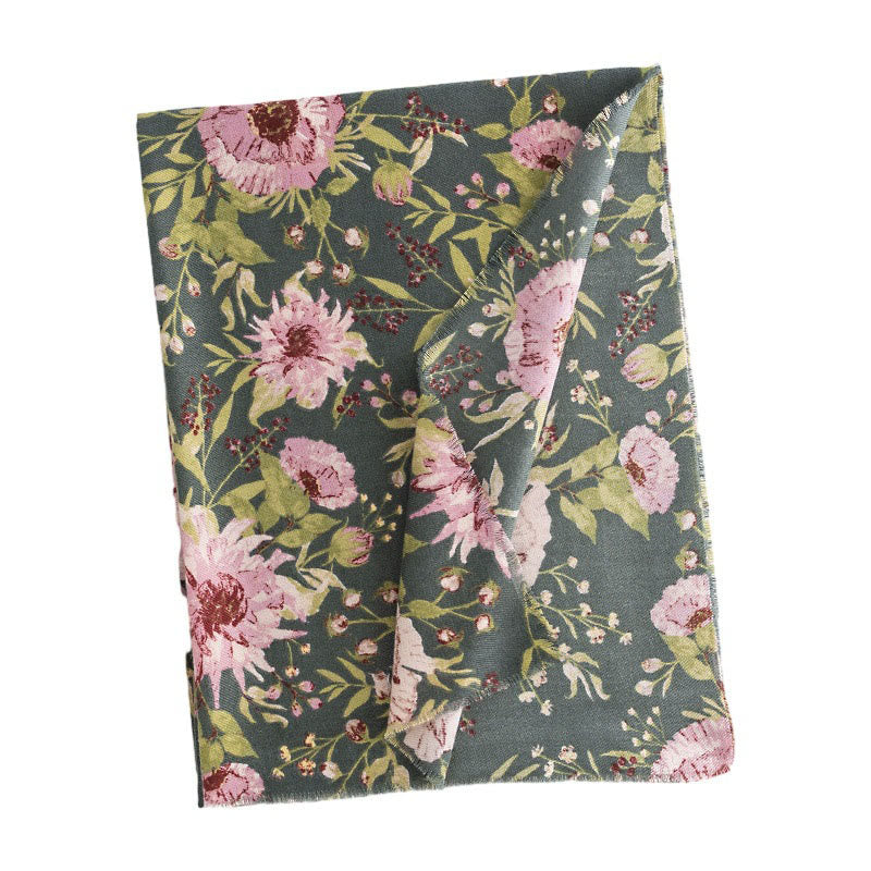 Buddha Stones Tibetan Shawl Blooming Flower Lush Leaves Print Fall Winter Soft Warm Scarf Wrap - image 10