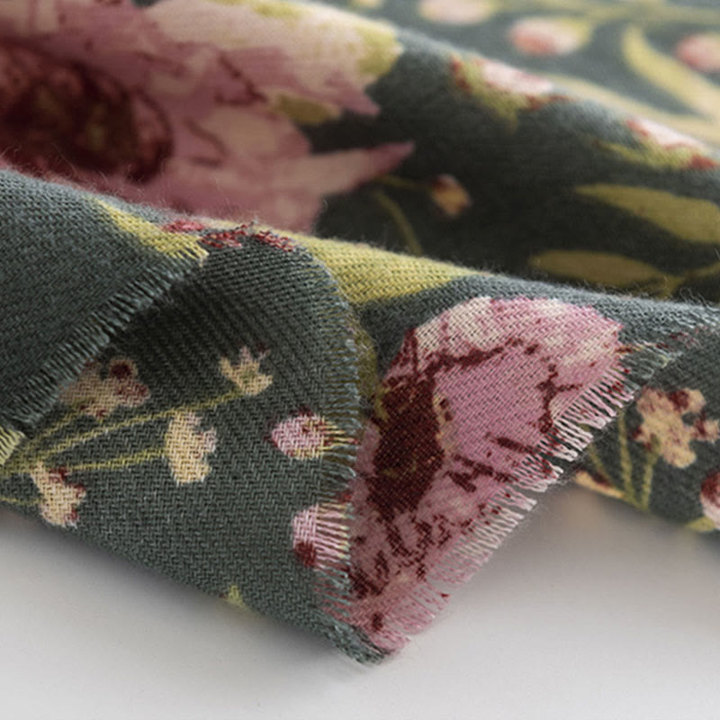 Buddha Stones Tibetan Shawl Blooming Flower Lush Leaves Print Fall Winter Soft Warm Scarf Wrap - image 8