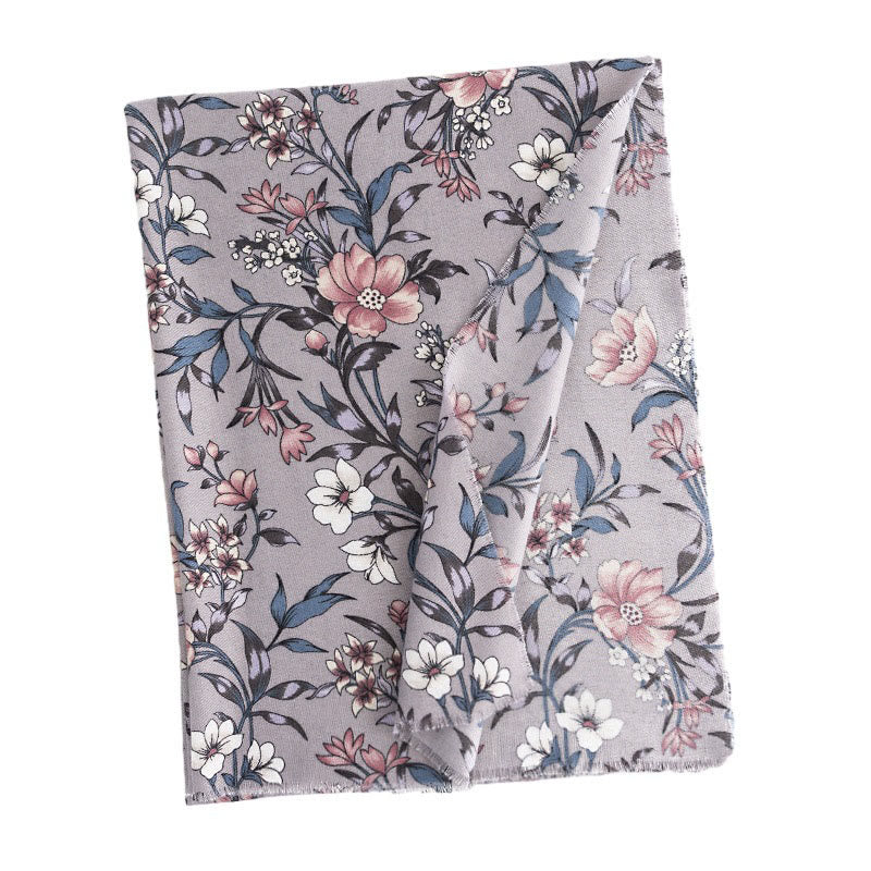 Buddha Stones Tibetan Shawl Retro Blooming Camellia Japonica Print Fall Winter Soft Warm Scarf Wrap - image 8