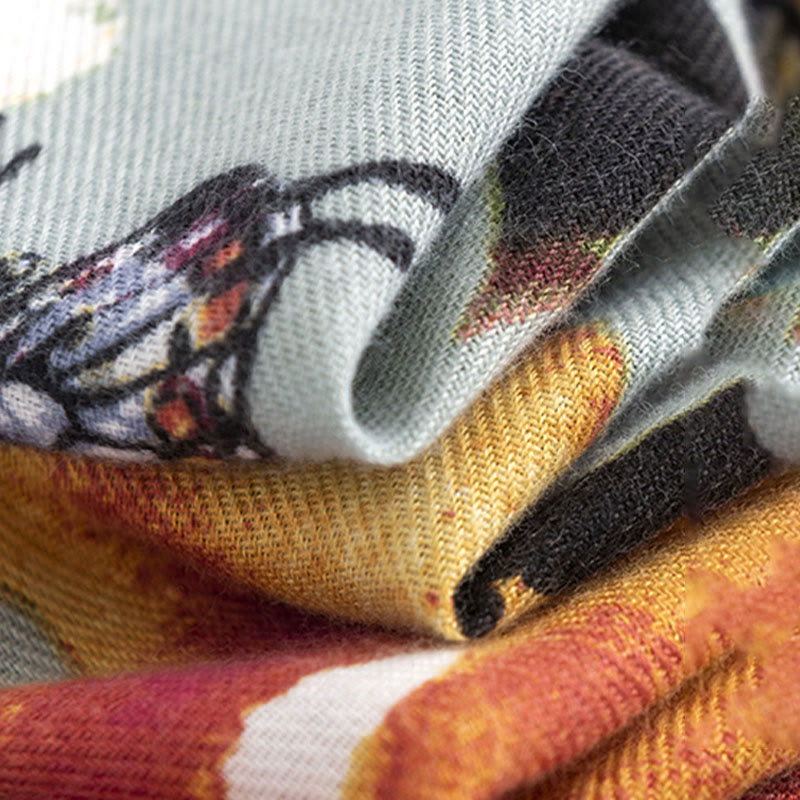 Buddha Stones Tibetan Colorful Butterfly Flower Print Shawl Fall Winter Soft Warm Scarf Wrap - image 5