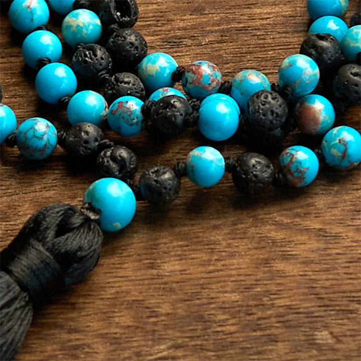 Buddha Stones Emperor Stone Lava Rock Beads Tassel Happiness Necklaces Pendants - image 5