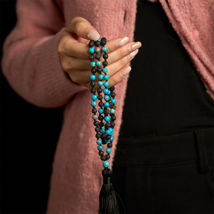 Buddha Stones Emperor Stone Lava Rock Beads Tassel Happiness Necklaces Pendants - image 3