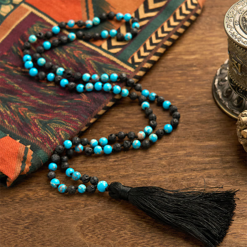 Buddha Stones Emperor Stone Lava Rock Beads Tassel Happiness Necklaces Pendants - image 1