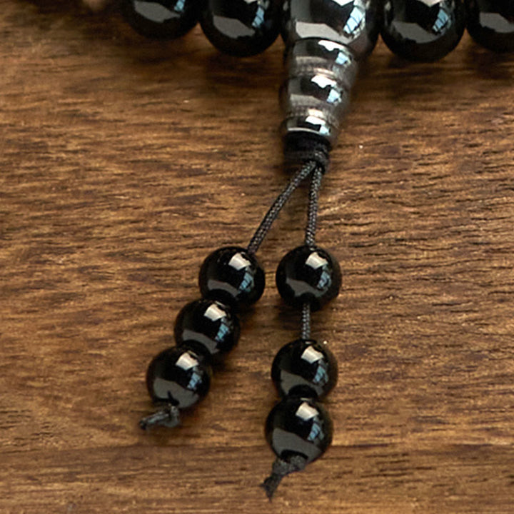 Buddha Stones 108 Mala Beads Natural Stone Black Onyx Protection Bracelet - image 7