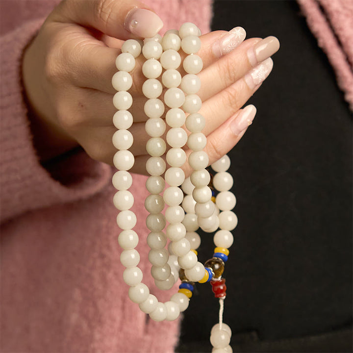 Buddha Stones 108 Mala Beads Natural Quartzite Wealth Luck Bracelet - image 2
