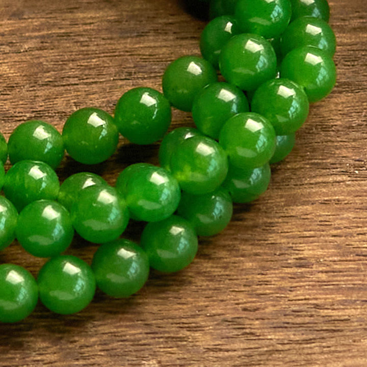 Buddha Stones 108 Mala Beads Natural Cyan Jade Luck Bracelet - image 6