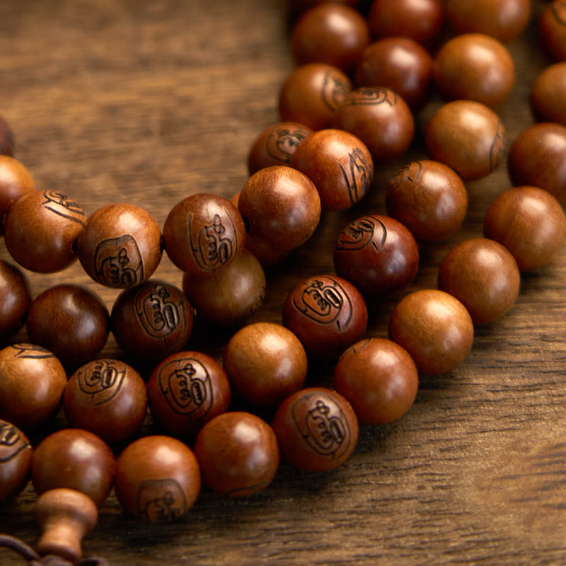 Buddha Stones 108 Mala Beads Lightning Struck Jujube Wood The Golden Light Mantra Protection Bracelet - image 9