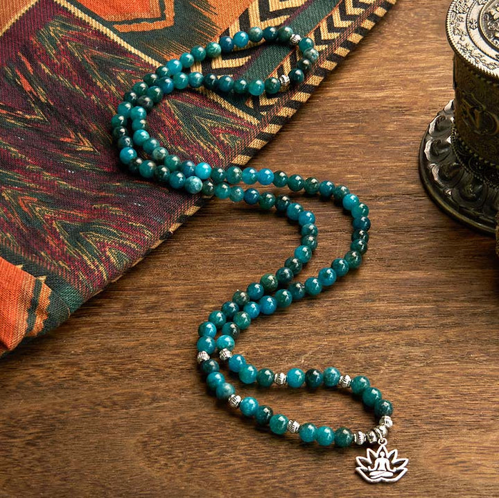 Buddha Stones 108 Mala Beads Apatite Bead Om The Tree Of Life Lotus Buddha Bracelet - image 12