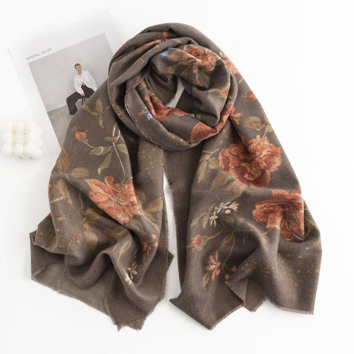 Buddha Stones Tibetan Multiflora Rose Print Pattern Design Shawl Fall Winter Cozy Warm Scarf Wrap - image 2