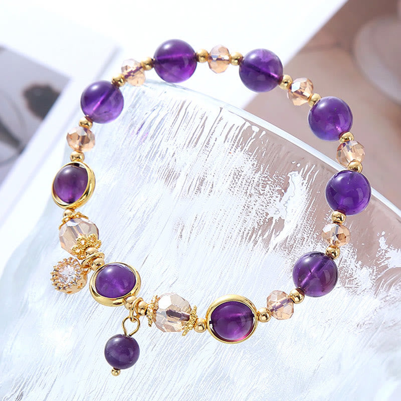 Buddha Stones Natural Amethyst Geometric Crystal Meditation Bracelet - image 3