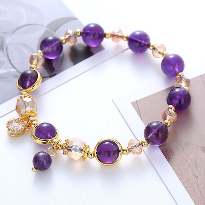 Buddha Stones Natural Amethyst Geometric Crystal Meditation Bracelet - image 4