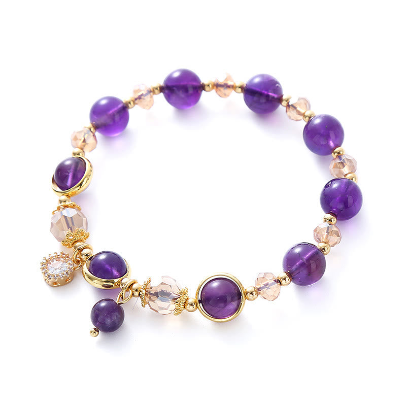 Buddha Stones Natural Amethyst Geometric Crystal Meditation Bracelet - image 1