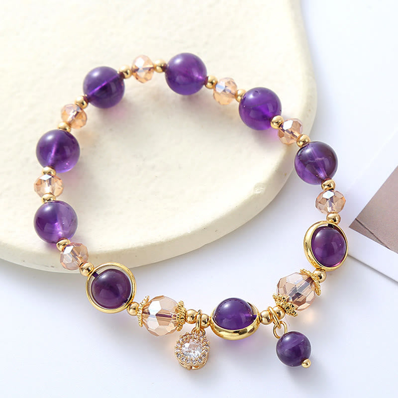 Buddha Stones Natural Amethyst Geometric Crystal Meditation Bracelet - Amethyst(Wrist Circumference:15-16cm) - image 0