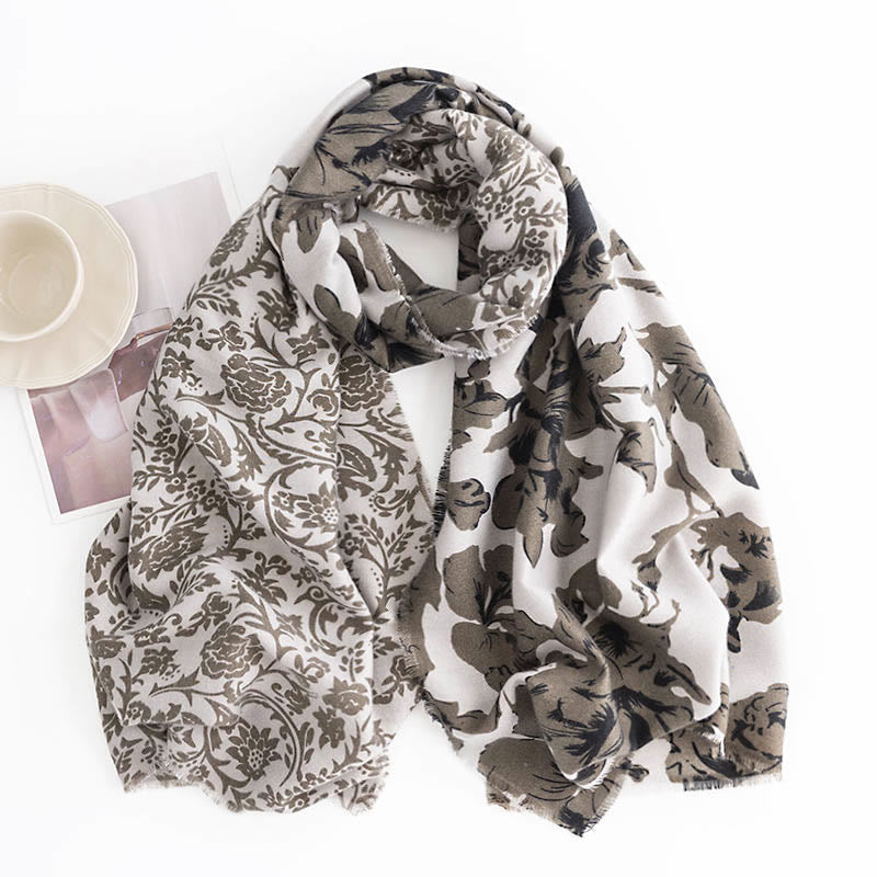 Buddha Stones Tibetan Plants Flowers Print Pattern Shawl Fall Winter Cozy Warm Travel Scarf Wrap - image 2
