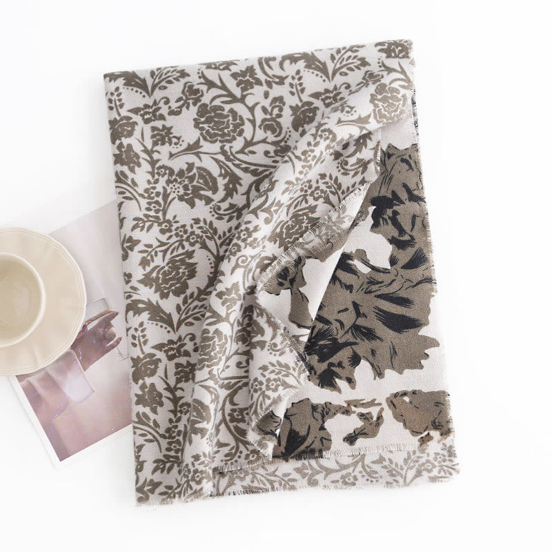 Buddha Stones Tibetan Plants Flowers Print Pattern Shawl Fall Winter Cozy Warm Travel Scarf Wrap - image 1