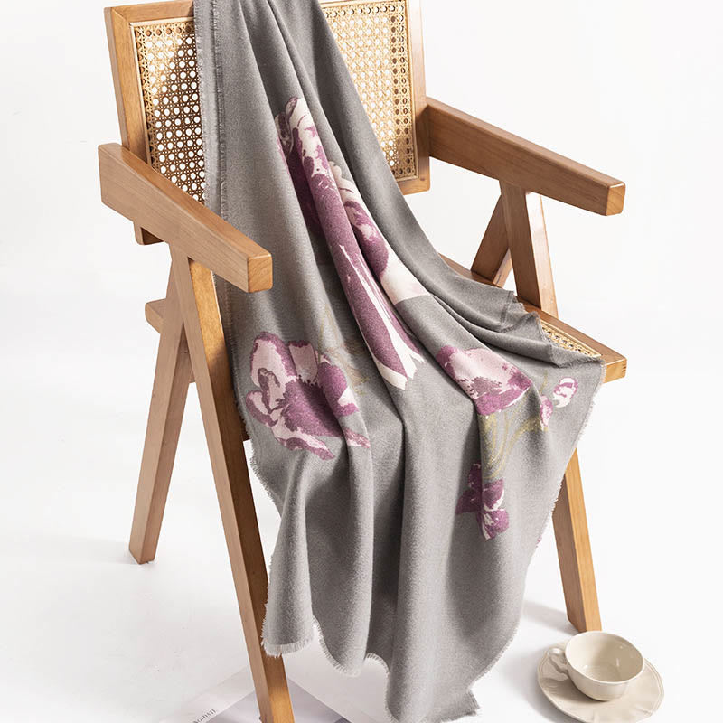 Buddha Stones Tibetan Purple Flowers Print Pattern Design Shawl Fall Winter Warm Travel Scarf Wrap - image 4