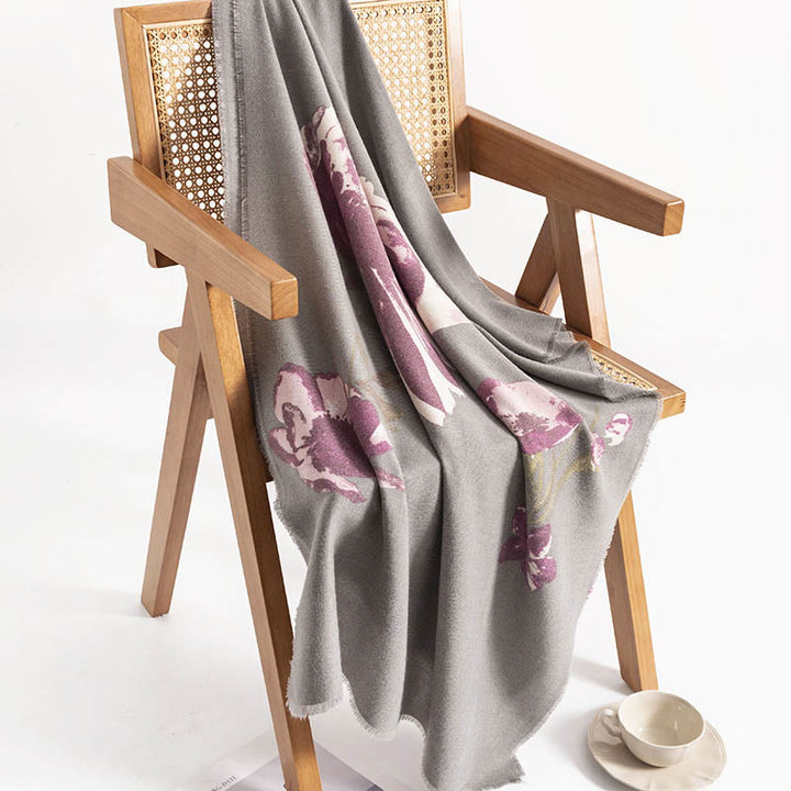 Buddha Stones Tibetan Purple Flowers Print Pattern Design Shawl Fall Winter Warm Travel Scarf Wrap - image 4