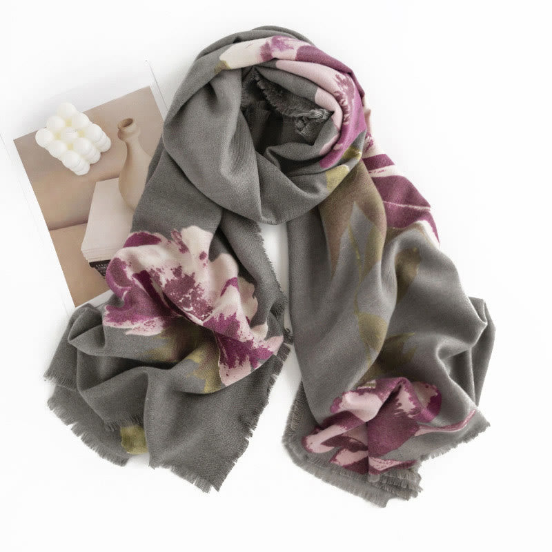 Buddha Stones Tibetan Purple Flowers Print Pattern Design Shawl Fall Winter Warm Travel Scarf Wrap - image 3