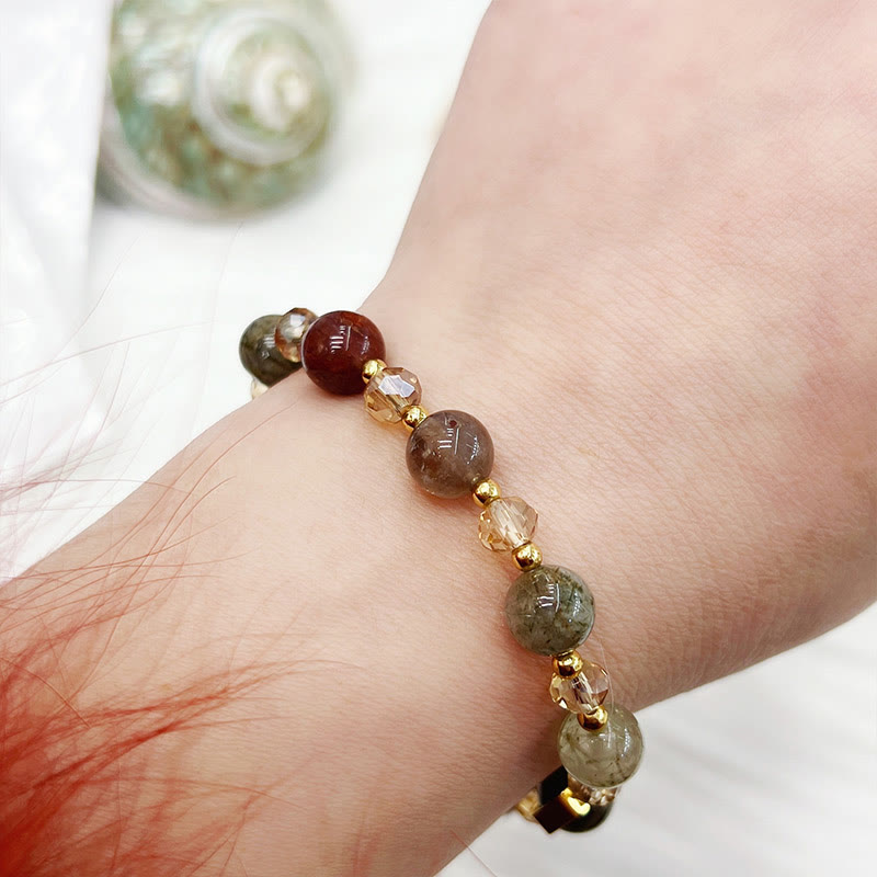 Buddha Stones Natural Colored Rutilated Quartz Amethyst Protection Bracelet - image 12
