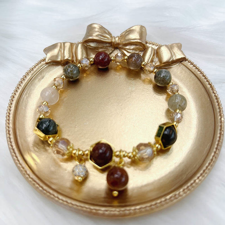 Buddha Stones Natural Colored Rutilated Quartz Amethyst Protection Bracelet - image 8