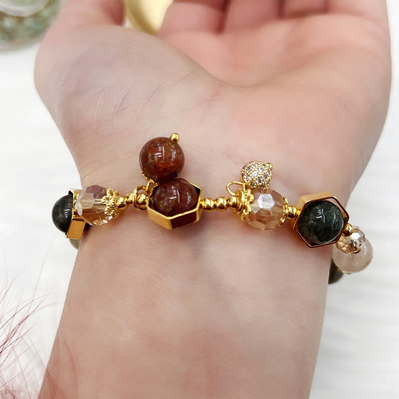 Buddha Stones Natural Colored Rutilated Quartz Amethyst Protection Bracelet - image 9