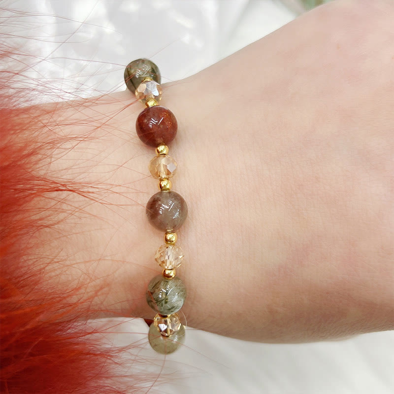 Buddha Stones Natural Colored Rutilated Quartz Amethyst Protection Bracelet - image 10