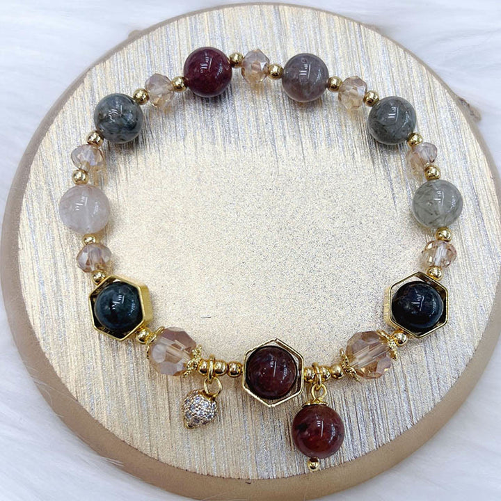 Buddha Stones Natural Colored Rutilated Quartz Amethyst Protection Bracelet - image 7