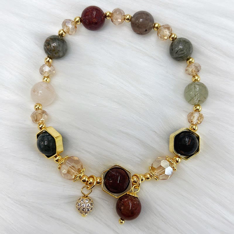 Buddha Stones Natural Colored Rutilated Quartz Amethyst Protection Bracelet - image 6