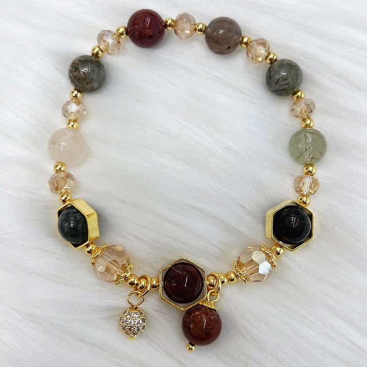 Buddha Stones Natural Colored Rutilated Quartz Amethyst Protection Bracelet - image 6