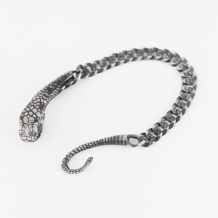 Buddha Stones Sterling Silver Snake Shape Texture Year Of The Snake Blessing Bracelet - image 10