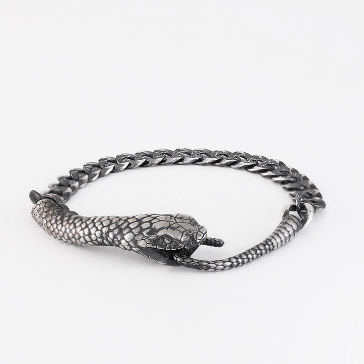 Buddha Stones Sterling Silver Snake Shape Texture Year Of The Snake Blessing Bracelet - image 8